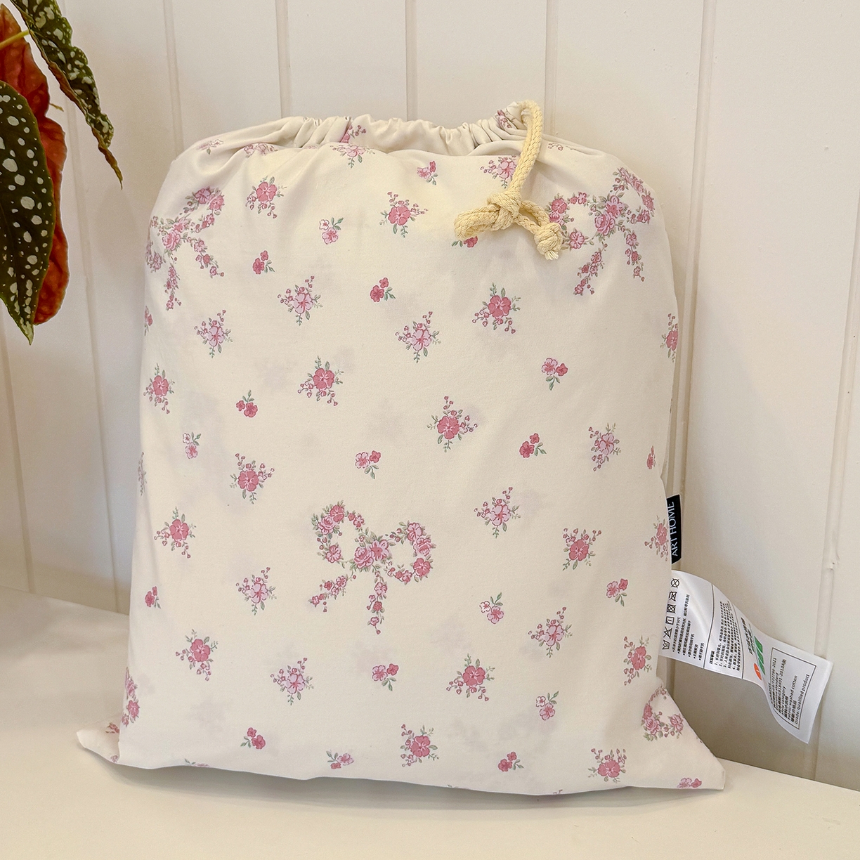 91家纺网 家纺一手货源 找家纺 铺尚美家纺 2026新款春款A类古法水洗仿棉云感棉小布袋四件套 蝴蝶结花环