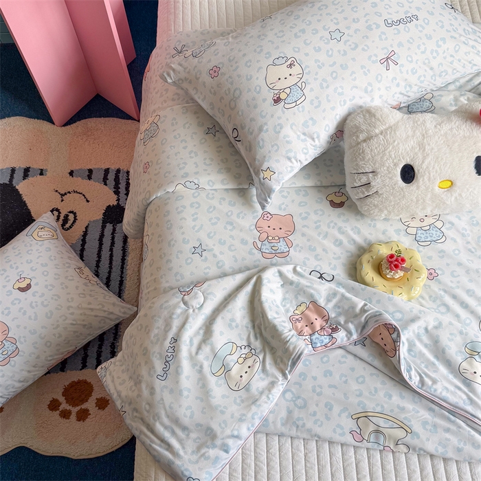 91家纺网 家纺一手货源 找家纺 暖生活 2026新款A类牛奶针织棉夏被被子被芯 蓝豹纹KT