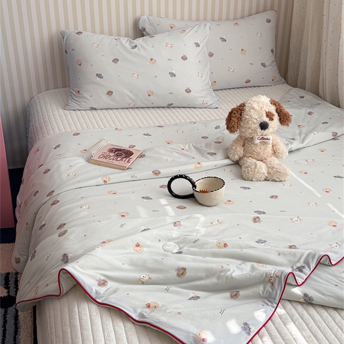 91家纺网 家纺一手货源 找家纺 暖生活 2026新款A类牛奶针织棉夏被被子被芯 小小狗