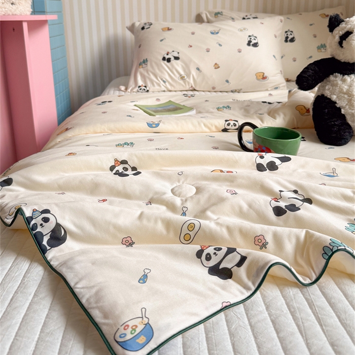 91家纺网 家纺一手货源 找家纺 暖生活 2026新款A类牛奶针织棉夏被被子被芯 熊猫吐司