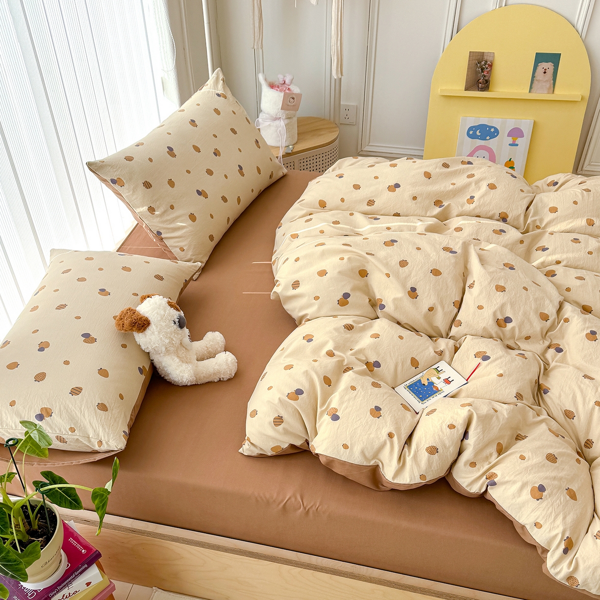 91家纺网 家纺一手货源 找家纺 铺尚美家纺 2026新款春款A类古法水洗仿棉云感棉小布袋四件套 草莓派对