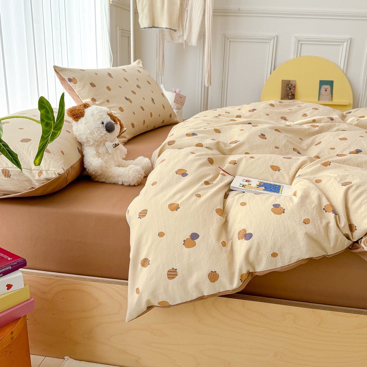 91家纺网 家纺一手货源 找家纺 铺尚美家纺 2026新款春款A类古法水洗仿棉云感棉小布袋四件套 草莓派对