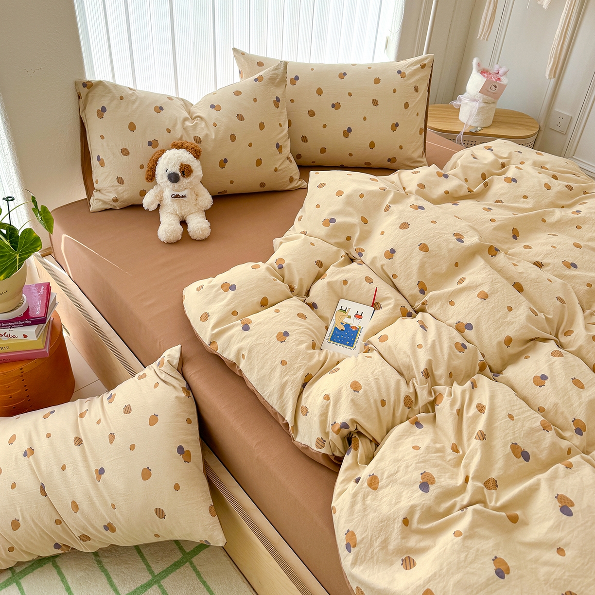 91家纺网 家纺一手货源 找家纺 铺尚美家纺 2026新款春款A类古法水洗仿棉云感棉小布袋四件套 草莓派对