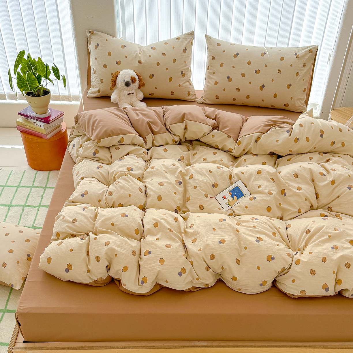 91家纺网 家纺一手货源 找家纺 铺尚美家纺 2026新款春款A类古法水洗仿棉云感棉小布袋四件套 草莓派对