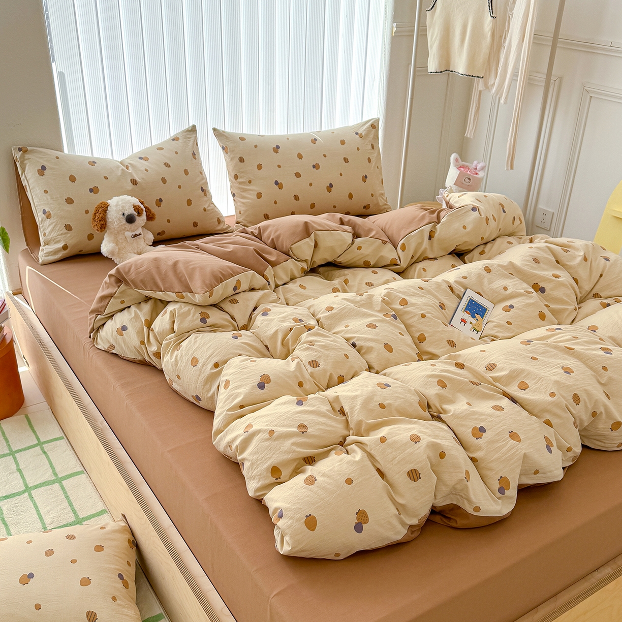 91家纺网 家纺一手货源 找家纺 铺尚美家纺 2026新款春款A类古法水洗仿棉云感棉小布袋四件套 草莓派对