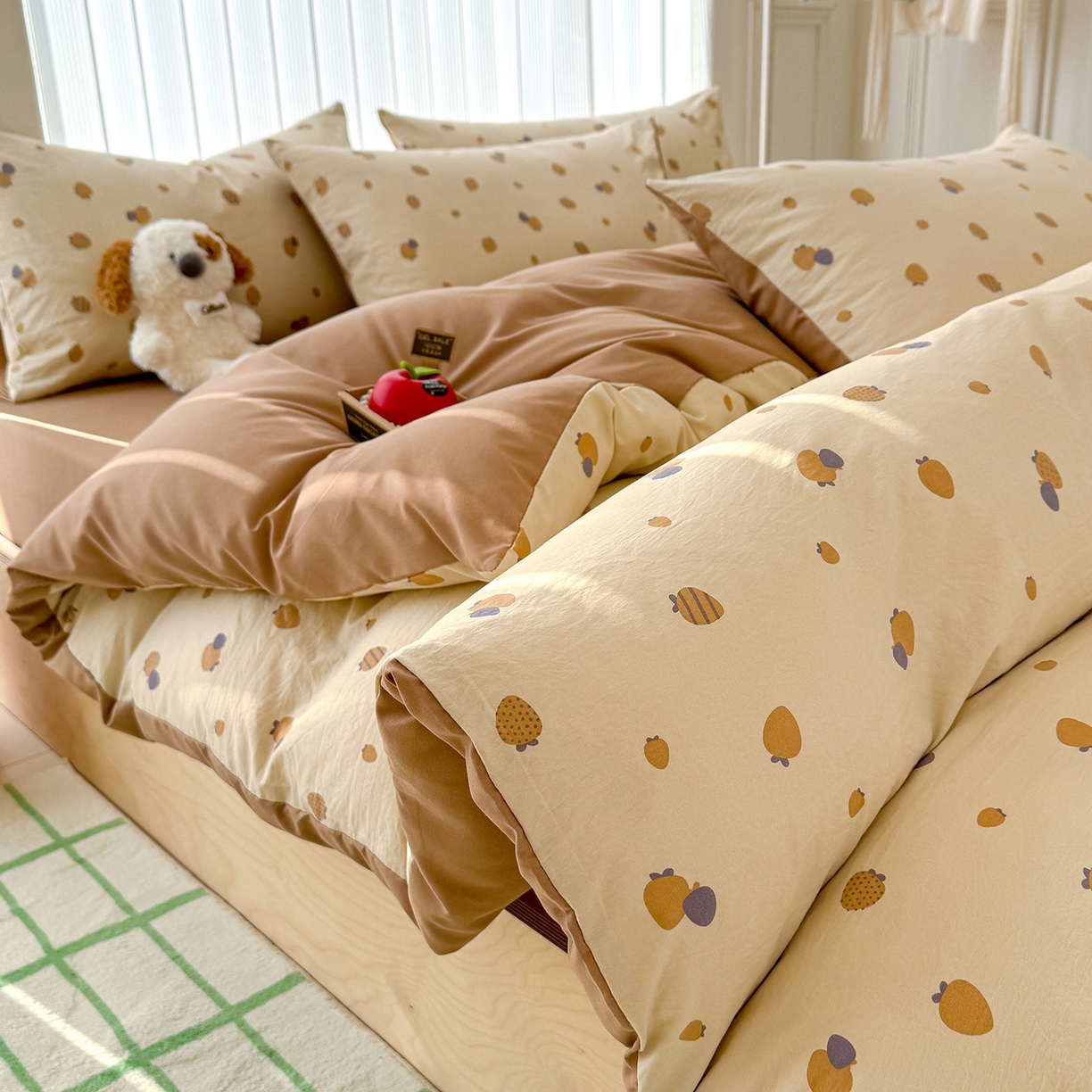 91家纺网 家纺一手货源 找家纺 铺尚美家纺 2026新款春款A类古法水洗仿棉云感棉小布袋四件套 草莓派对