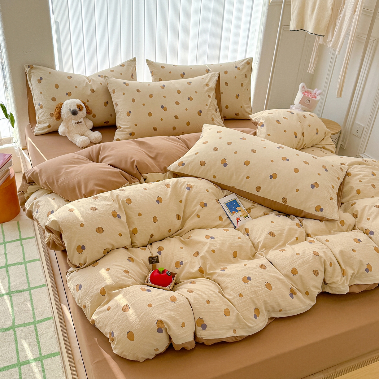 91家纺网 家纺一手货源 找家纺 铺尚美家纺 2026新款春款A类古法水洗仿棉云感棉小布袋四件套 草莓派对