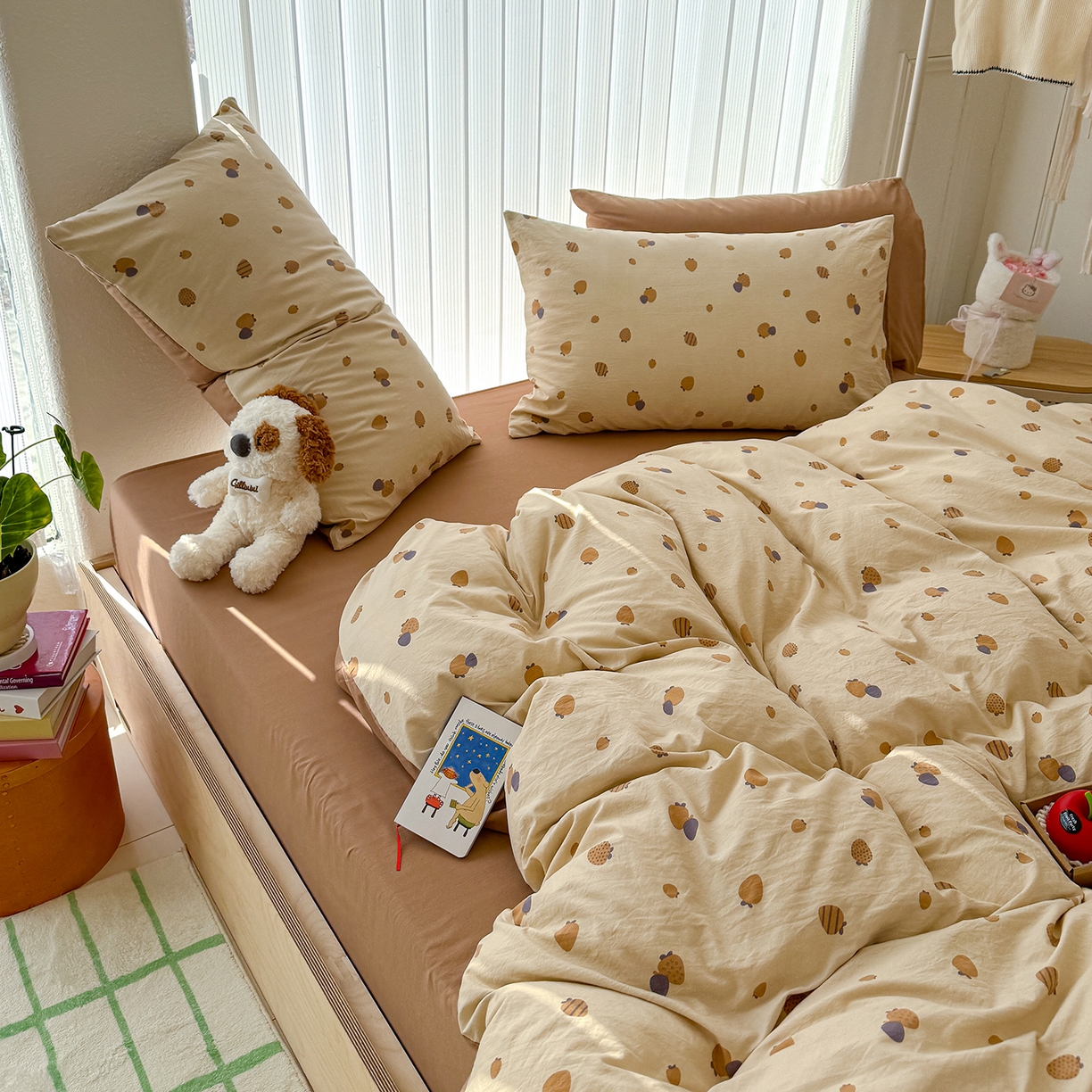 91家纺网 家纺一手货源 找家纺 铺尚美家纺 2026新款春款A类古法水洗仿棉云感棉小布袋四件套 草莓派对