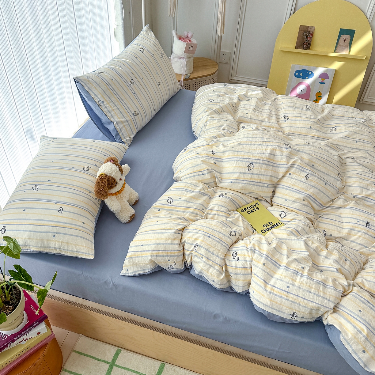 91家纺网 家纺一手货源 找家纺 铺尚美家纺 2026新款春款A类古法水洗仿棉云感棉小布袋四件套 海洋世界