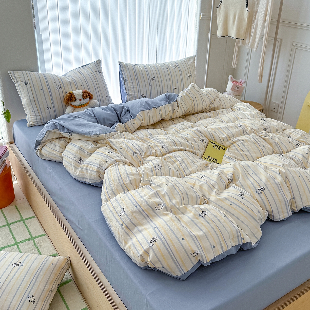 91家纺网 家纺一手货源 找家纺 铺尚美家纺 2026新款春款A类古法水洗仿棉云感棉小布袋四件套 海洋世界