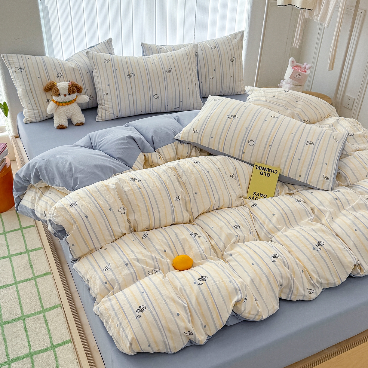 91家纺网 家纺一手货源 找家纺 铺尚美家纺 2026新款春款A类古法水洗仿棉云感棉小布袋四件套 海洋世界