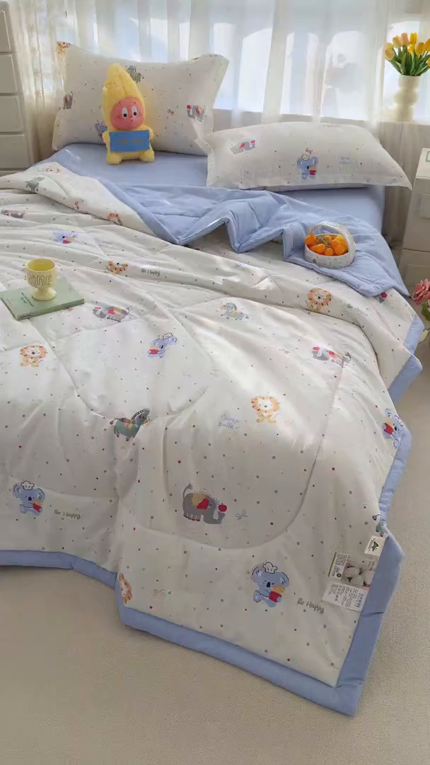 91家纺网 家纺一手货源 找家纺 瑶瑶家居 2026新款A类里外全棉夏凉被四件套-风格一 酷酷马