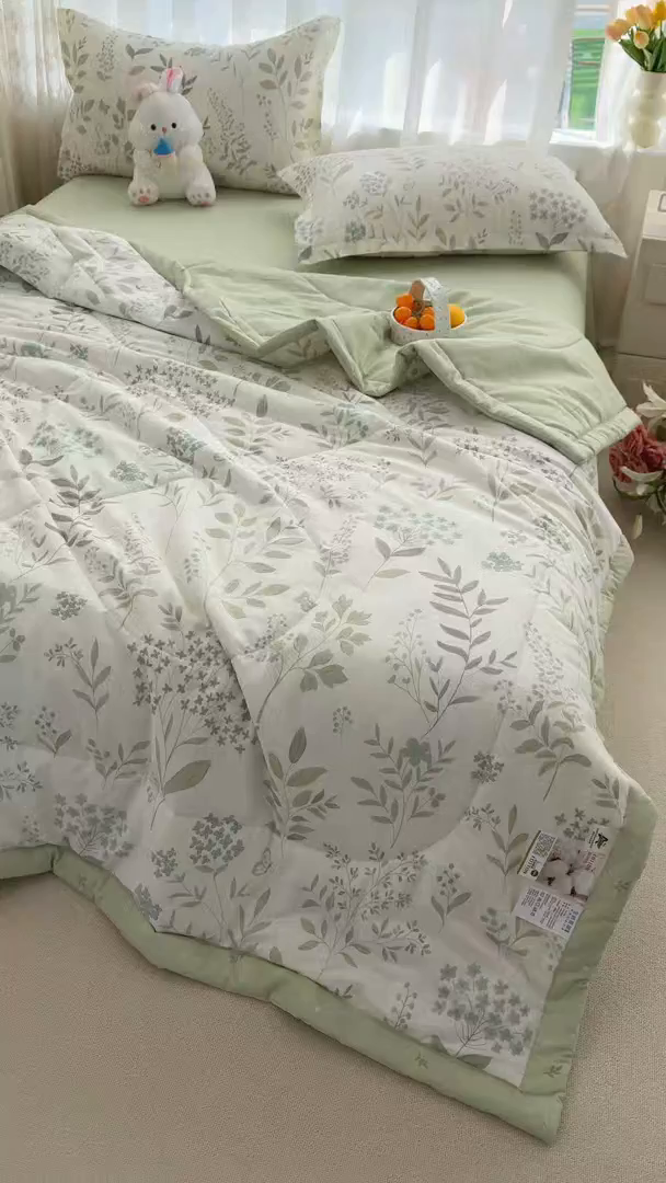 91家纺网 家纺一手货源 找家纺 （总）瑶瑶家居 2026新款A类里外全棉夏凉被四件套-风格一