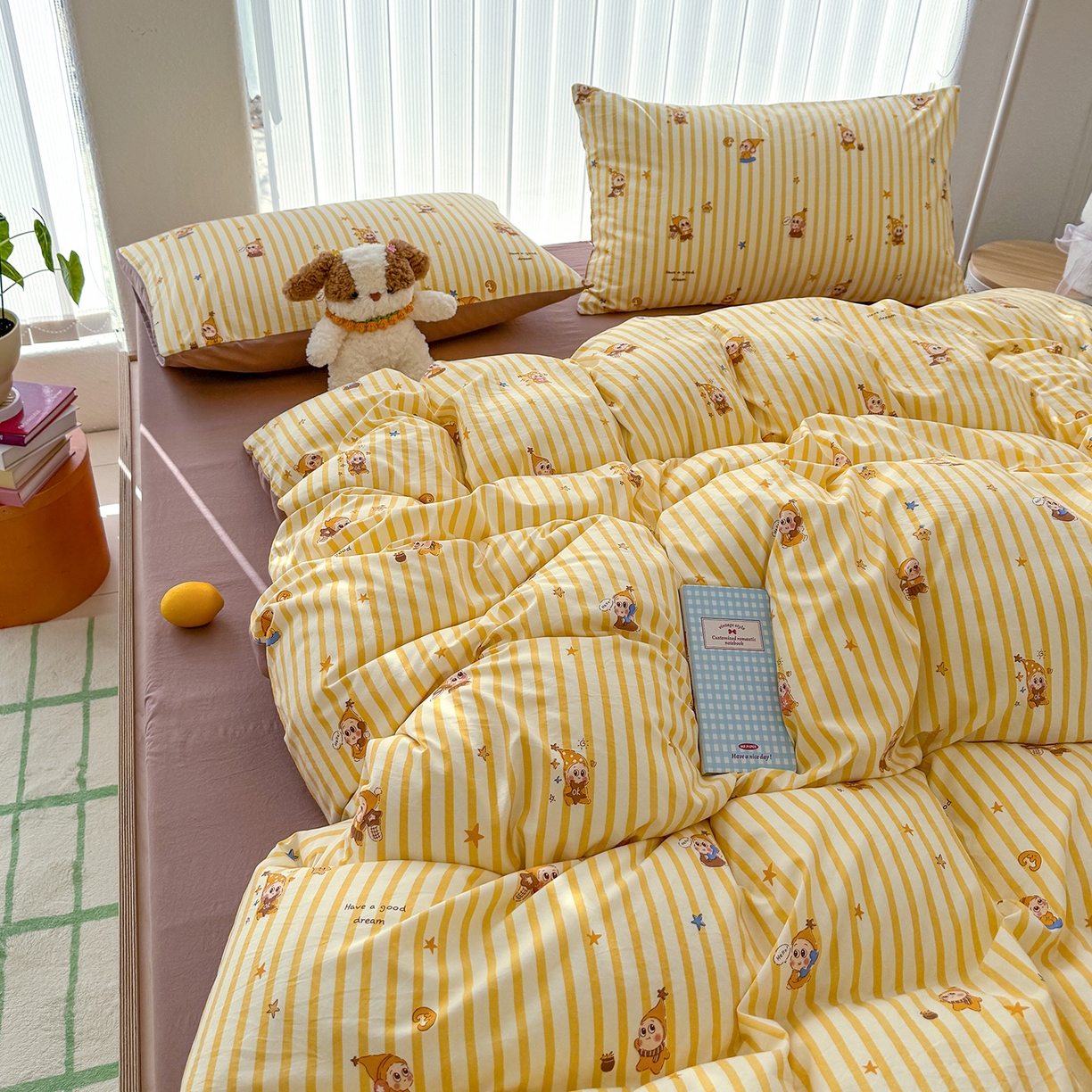 91家纺网 家纺一手货源 找家纺 铺尚美家纺 2026新款春款A类古法水洗仿棉云感棉小布袋四件套 星宝