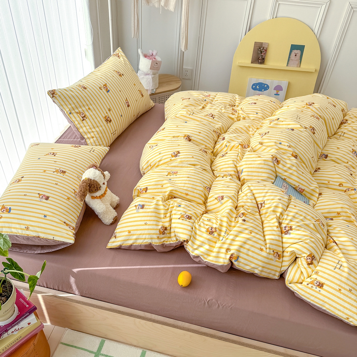 91家纺网 家纺一手货源 找家纺 铺尚美家纺 2026新款春款A类古法水洗仿棉云感棉小布袋四件套 星宝