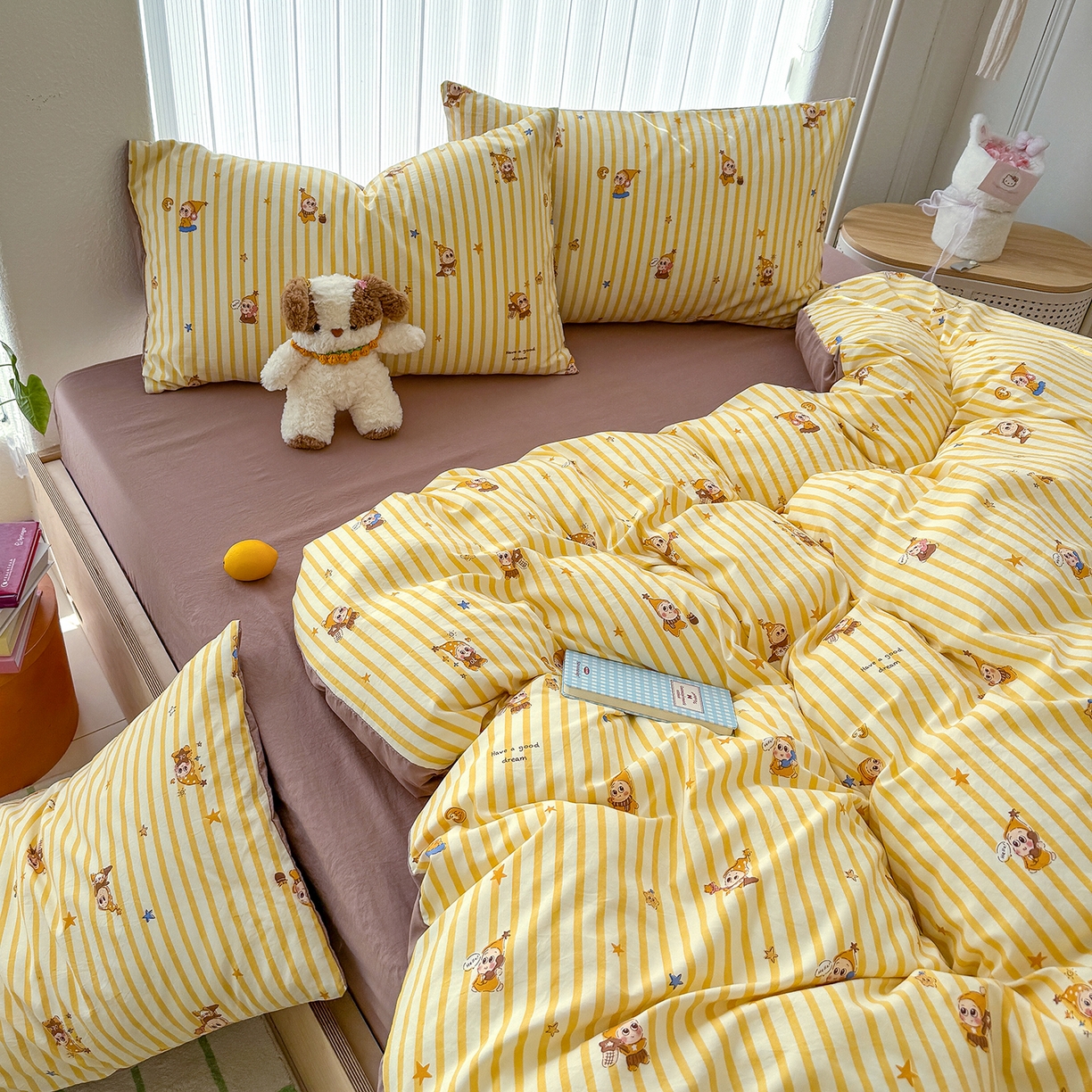 91家纺网 家纺一手货源 找家纺 铺尚美家纺 2026新款春款A类古法水洗仿棉云感棉小布袋四件套 星宝