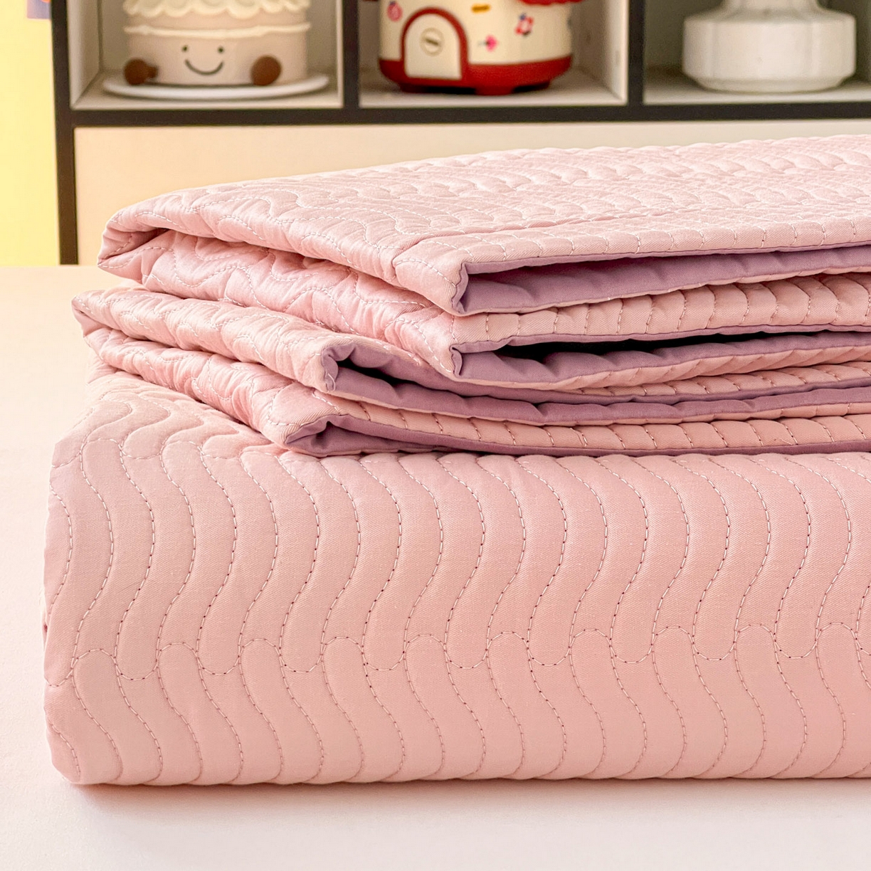 91家纺网 家纺一手货源 找家纺 （总）梦精灵家纺 2026新款纯色全棉床盖单件纯棉绗缝夹棉床单 四季通用榻榻米防滑学生宿舍单人床盖枕套