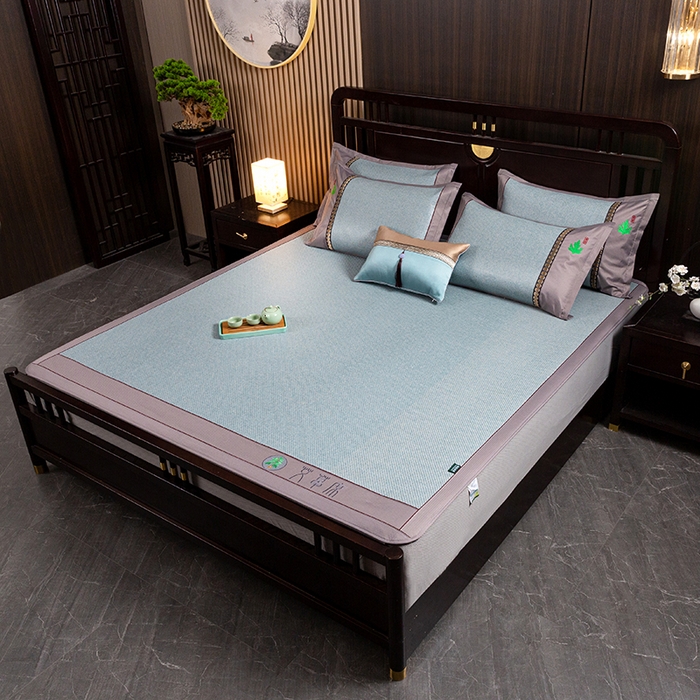 91家纺网 家纺一手货源 找家纺 简一 2026新款艾草古藤席床笠款凉席 （床笠）艾草席-冰蓝