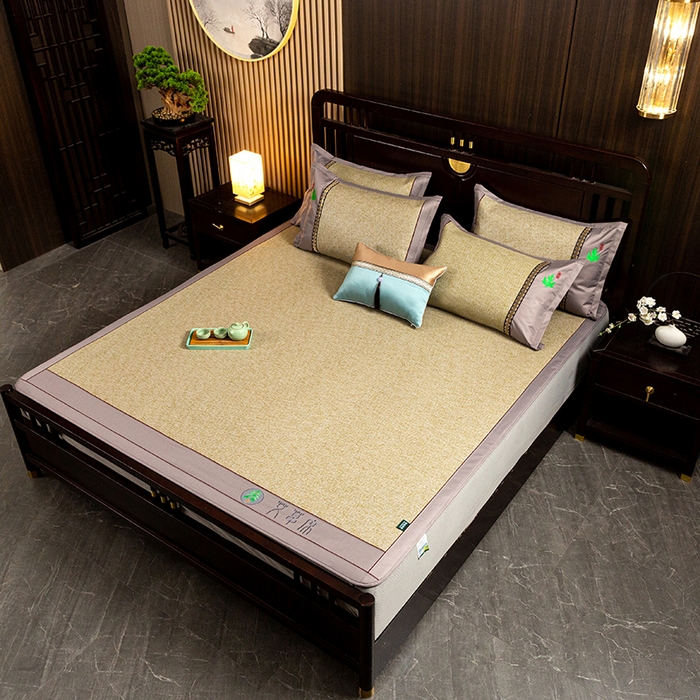 91家纺网 家纺一手货源 找家纺 简一 2026新款艾草古藤席床笠款凉席 （床笠）艾草席-亚麻