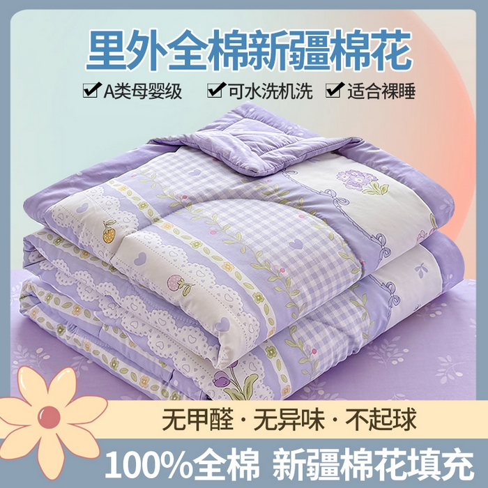 91家纺网 家纺一手货源 找家纺 （总）瑶瑶家居 2026新款A类里外全棉夏凉被四件套-风格二