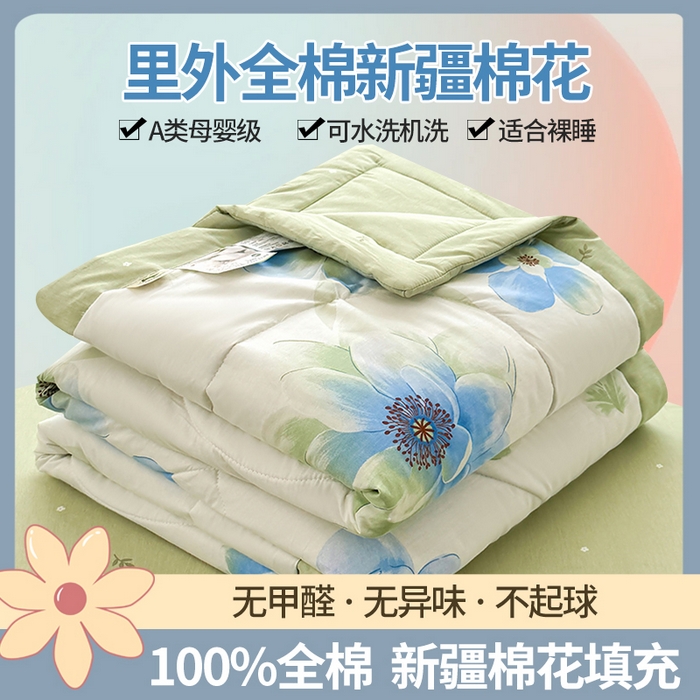 91家纺网 家纺一手货源 找家纺 （总）瑶瑶家居 2026新款A类里外全棉夏凉被四件套-风格二