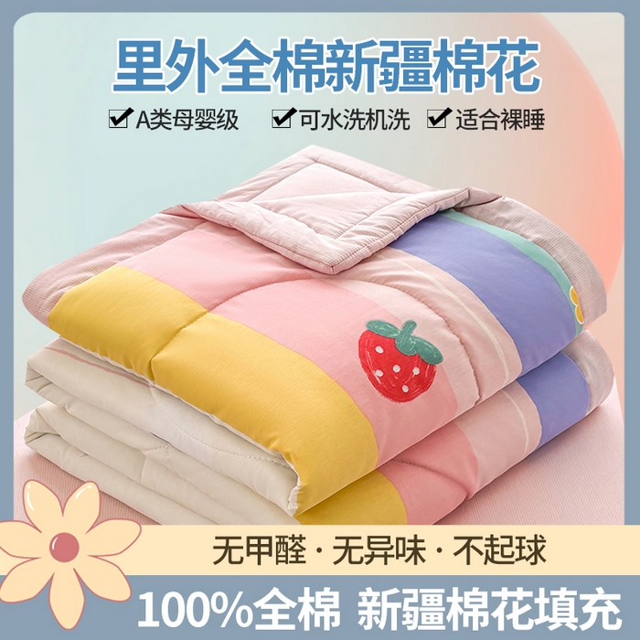 91家纺网 家纺一手货源 找家纺 （总）瑶瑶家居 2026新款A类里外全棉夏凉被四件套-风格二