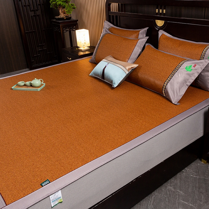 91家纺网 家纺一手货源 找家纺 简一 2026新款艾草古藤席床笠款凉席 （床笠）艾草席-红棕