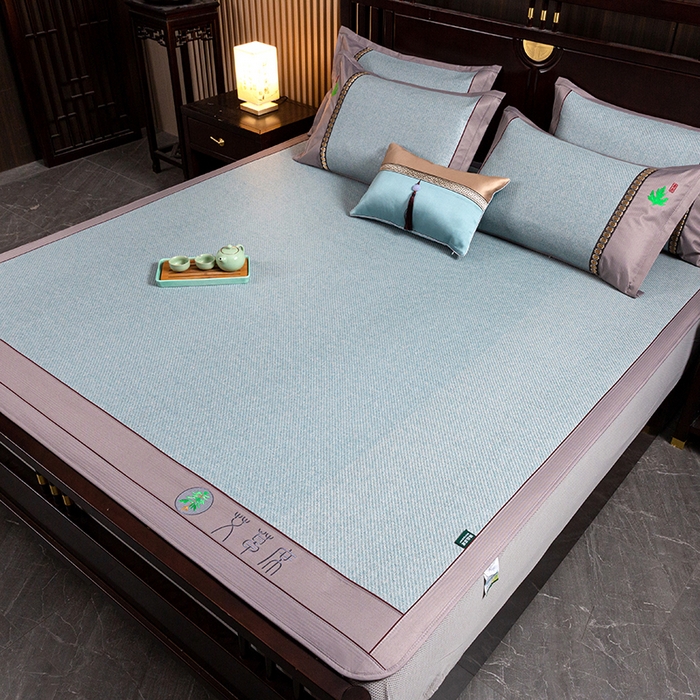 91家纺网 家纺一手货源 找家纺 简一 2026新款艾草古藤席床笠款凉席 （床笠）艾草席-冰蓝