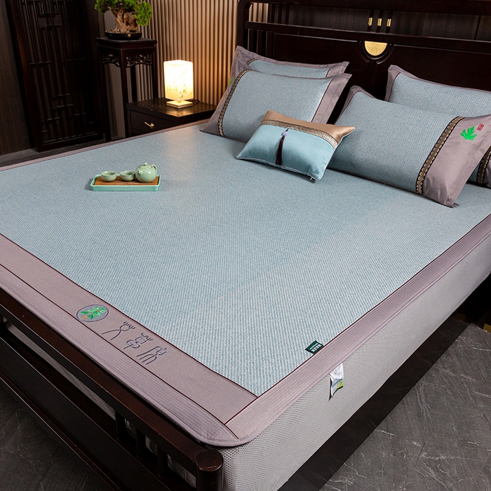 91家纺网 家纺一手货源 找家纺 简一 2026新款艾草古藤席床笠款凉席 （床笠）艾草席-冰蓝