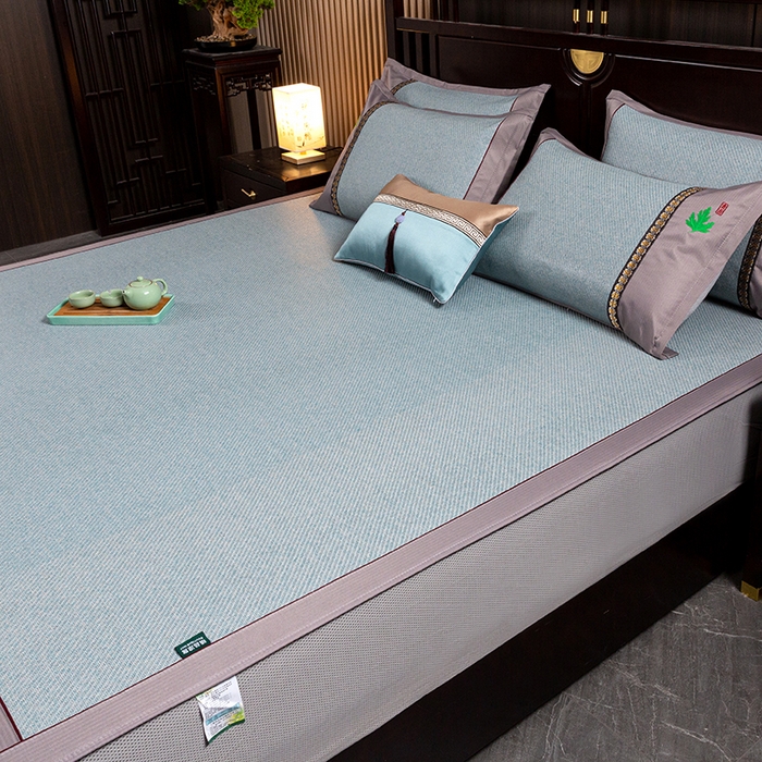 91家纺网 家纺一手货源 找家纺 简一 2026新款艾草古藤席床笠款凉席 （床笠）艾草席-冰蓝