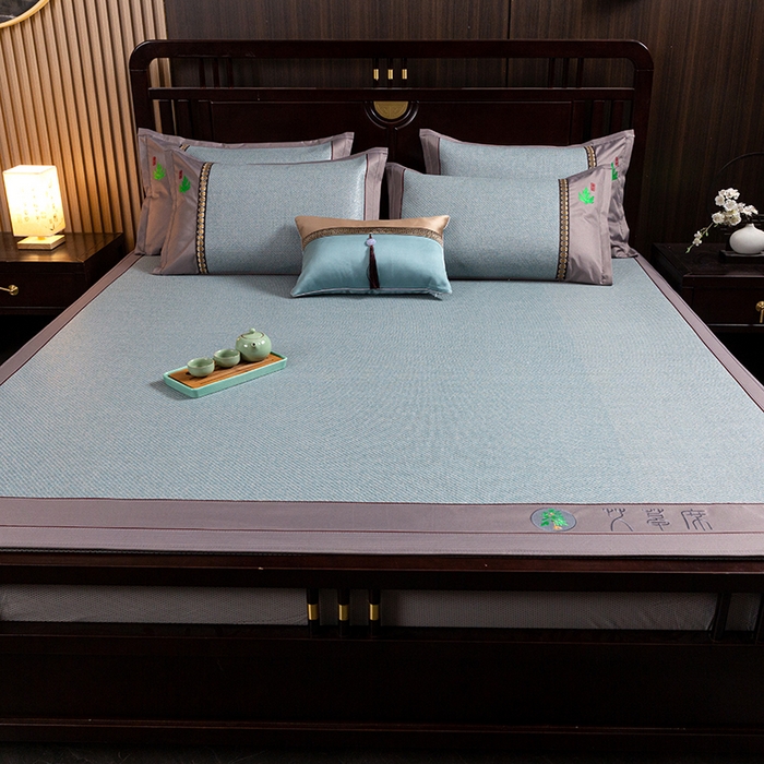 91家纺网 家纺一手货源 找家纺 简一 2026新款艾草古藤席床笠款凉席 （床笠）艾草席-冰蓝