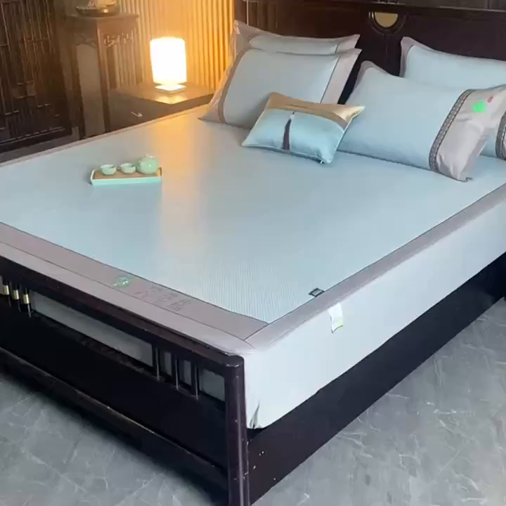 91家纺网 家纺一手货源 找家纺 简一 2026新款艾草古藤席床笠款凉席 （床笠）艾草席-冰蓝