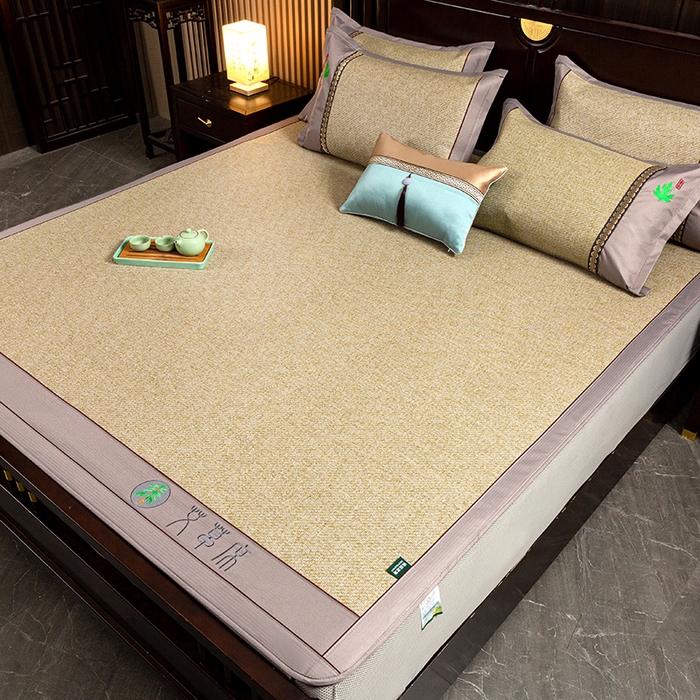 91家纺网 家纺一手货源 找家纺 简一 2026新款艾草古藤席床笠款凉席 （床笠）艾草席-亚麻