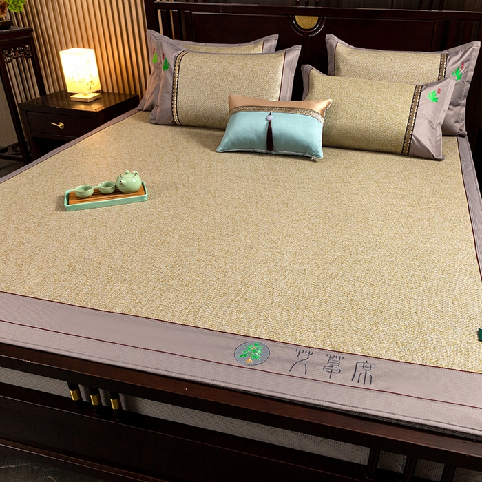 91家纺网 家纺一手货源 找家纺 简一 2026新款艾草古藤席床笠款凉席 （床笠）艾草席-亚麻