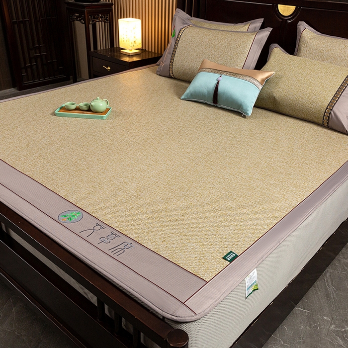 91家纺网 家纺一手货源 找家纺 简一 2026新款艾草古藤席床笠款凉席 （床笠）艾草席-亚麻