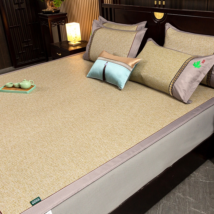 91家纺网 家纺一手货源 找家纺 简一 2026新款艾草古藤席床笠款凉席 （床笠）艾草席-亚麻