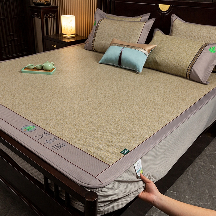 91家纺网 家纺一手货源 找家纺 简一 2026新款艾草古藤席床笠款凉席 （床笠）艾草席-亚麻