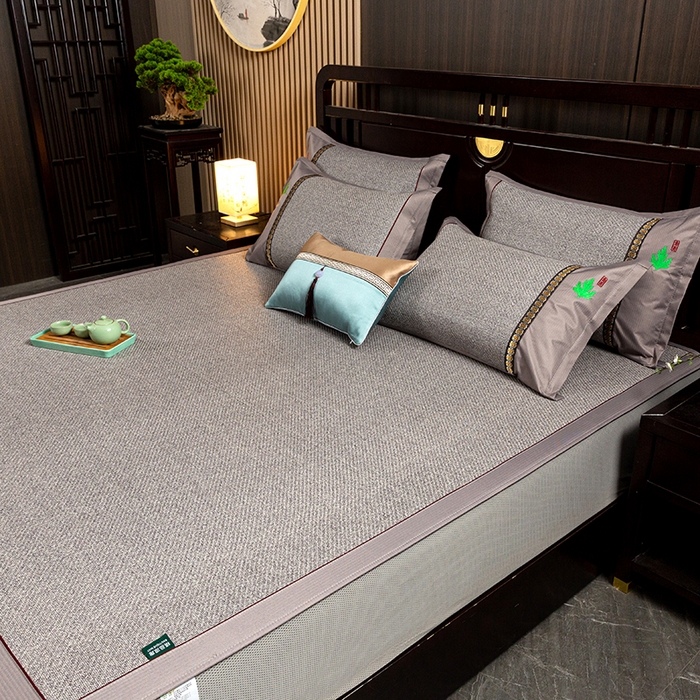 91家纺网 家纺一手货源 找家纺 简一 2026新款艾草古藤席床笠款凉席 （床笠）艾草席-灰色