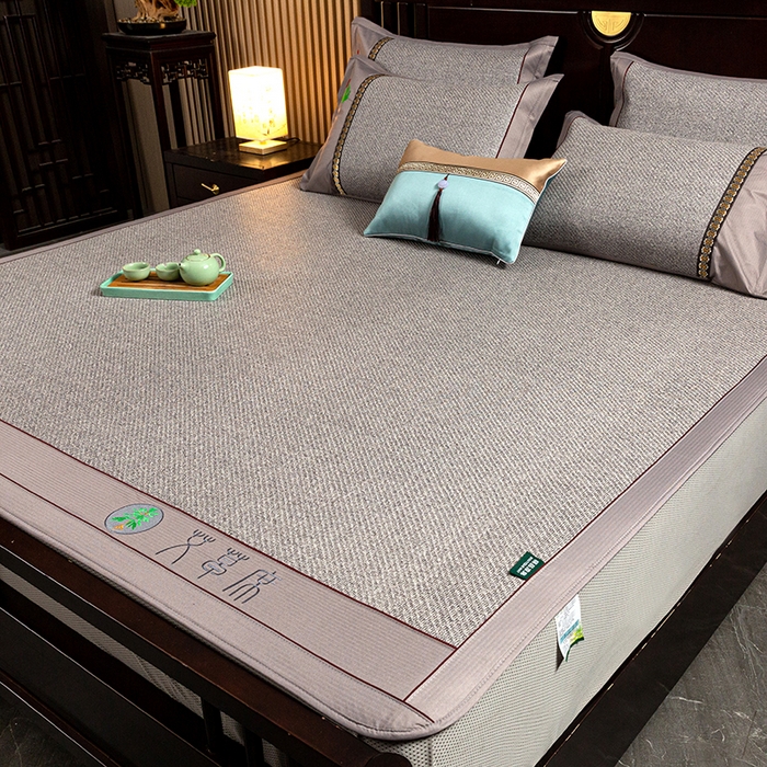 91家纺网 家纺一手货源 找家纺 简一 2026新款艾草古藤席床笠款凉席 （床笠）艾草席-灰色