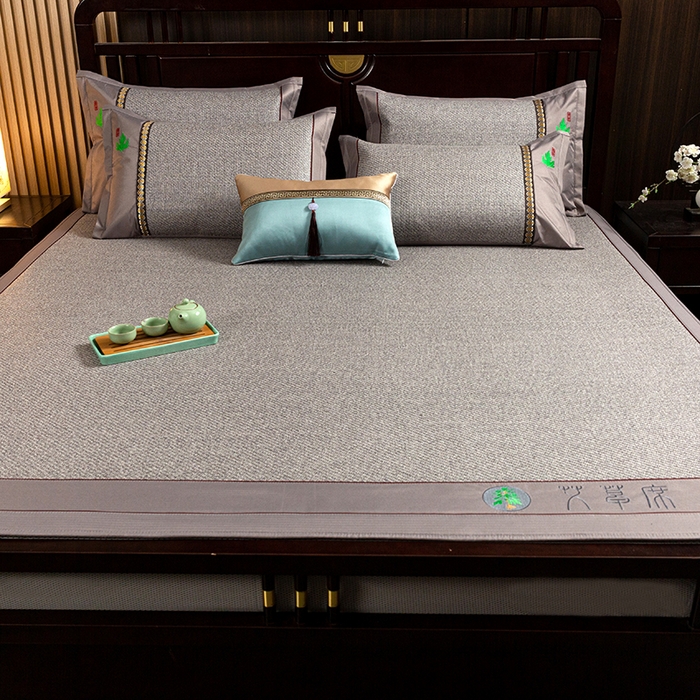 91家纺网 家纺一手货源 找家纺 简一 2026新款艾草古藤席床笠款凉席 （床笠）艾草席-灰色