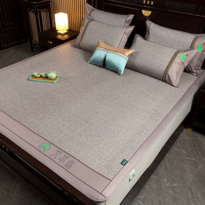 91家纺网 家纺一手货源 找家纺 简一 2026新款艾草古藤席床笠款凉席 （床笠）艾草席-灰色