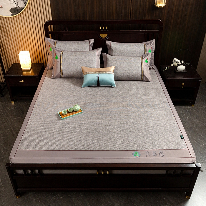 91家纺网 家纺一手货源 找家纺 简一 2026新款艾草古藤席床笠款凉席 （床笠）艾草席-灰色