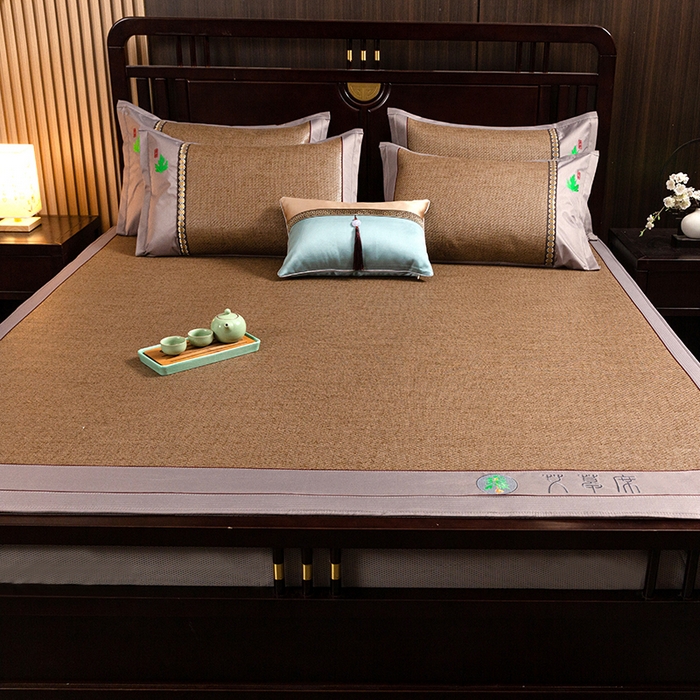 91家纺网 家纺一手货源 找家纺 简一 2026新款艾草古藤席床笠款凉席 （床笠）艾草席-卡其