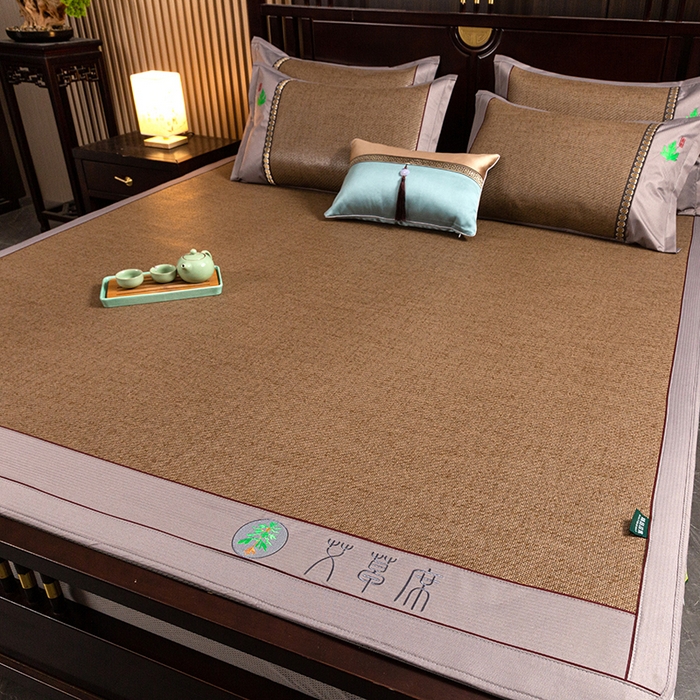 91家纺网 家纺一手货源 找家纺 简一 2026新款艾草古藤席床笠款凉席 （床笠）艾草席-卡其