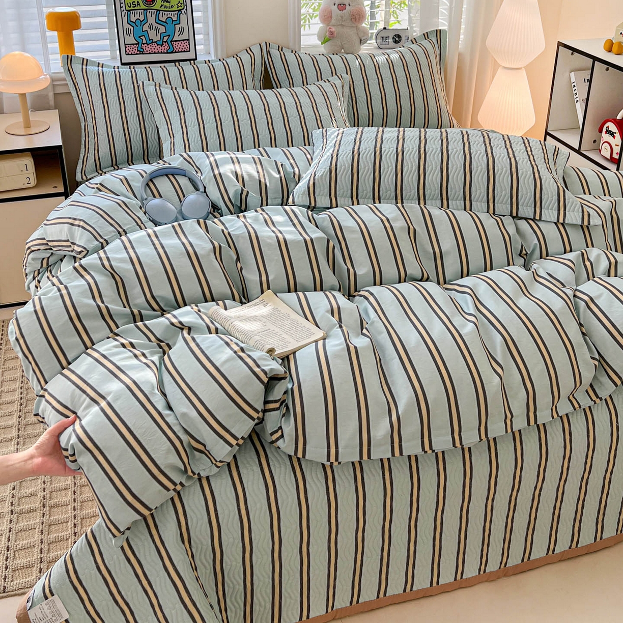 91家纺网 家纺一手货源 找家纺 （总）梦精灵家纺 2026新款纯棉床盖单件全棉绗缝夹棉床单 四季通用榻榻米防滑学生宿舍单人被套枕套