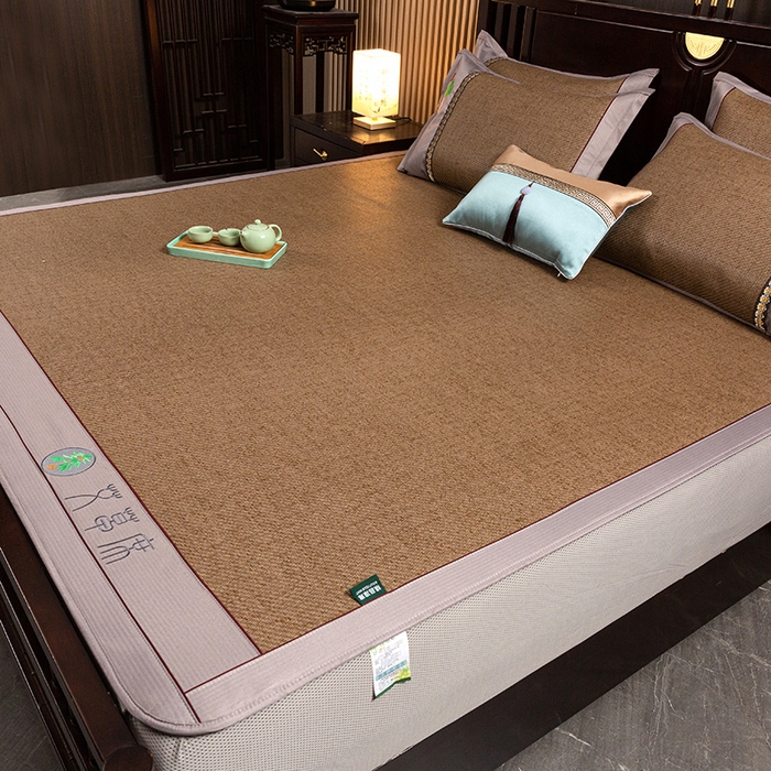 91家纺网 家纺一手货源 找家纺 简一 2026新款艾草古藤席床笠款凉席 （床笠）艾草席-卡其