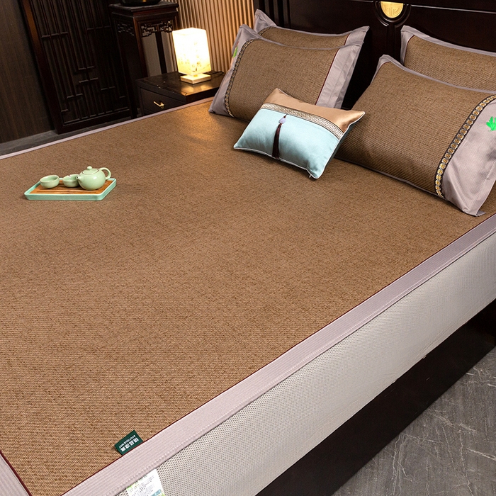 91家纺网 家纺一手货源 找家纺 简一 2026新款艾草古藤席床笠款凉席 （床笠）艾草席-卡其