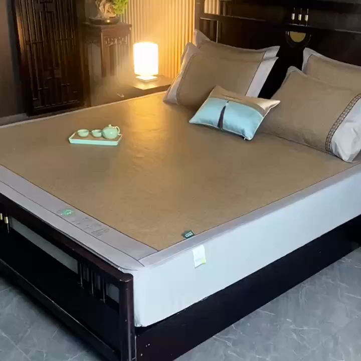 91家纺网 家纺一手货源 找家纺 简一 2026新款艾草古藤席床笠款凉席 （床笠）艾草席-卡其