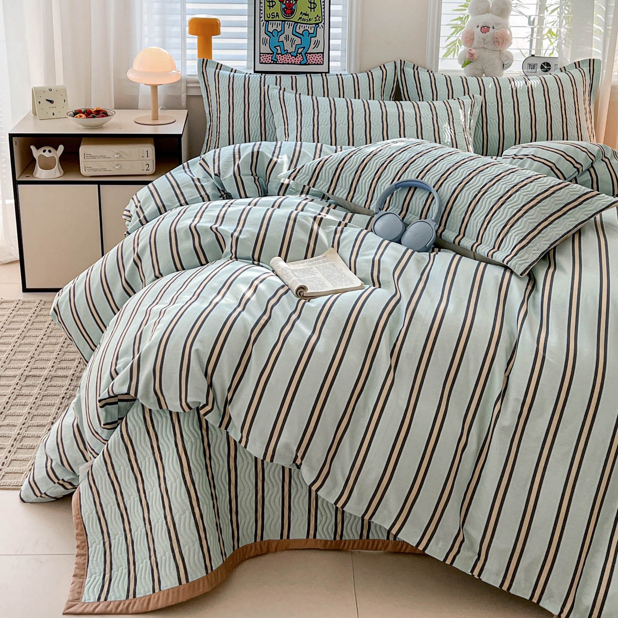 91家纺网 家纺一手货源 找家纺 （总）梦精灵家纺 2026新款纯棉床盖单件全棉绗缝夹棉床单 四季通用榻榻米防滑学生宿舍单人被套枕套