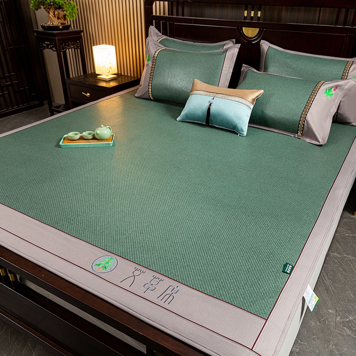 91家纺网 家纺一手货源 找家纺 简一 2026新款艾草古藤席床笠款凉席 （床笠）艾草席-墨绿